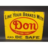 A rare Don Friction Fabrics enamel sign by Wildman & Meguyer Ltd, 24 x 18".
