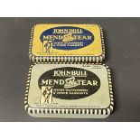 Two John Bull 'Mend A Tear' rectangular tins, in good condition.