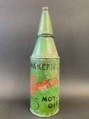 An early Wakefield Castrol Motor Oil conical quart can.