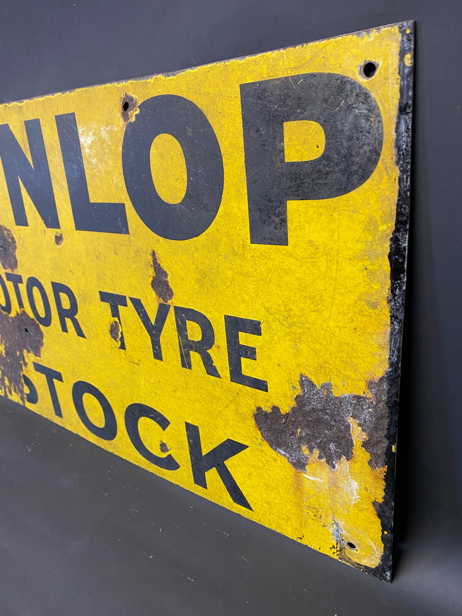 An early Dunlop Motor Tyre Stock rectangular double sided enamel sign, lacking hanging flange and - Image 4 of 4