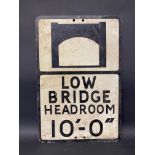 A metal road sign for Low Bridge, 14 x 21".
