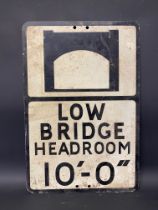 A metal road sign for Low Bridge, 14 x 21".