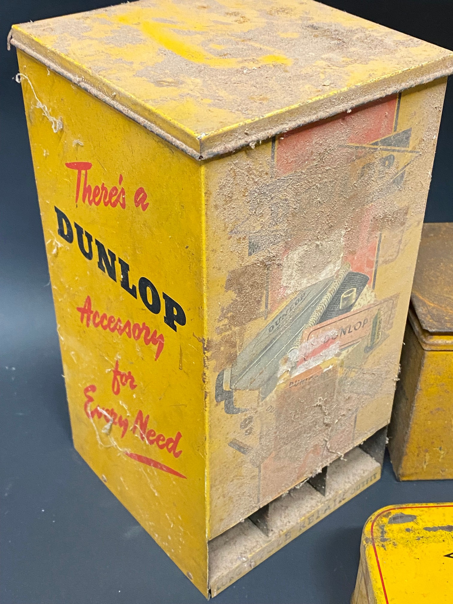 A box of assorted Dunlop tins including a silent salesman wall mounted dispenser. - Image 4 of 4