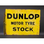 An early Dunlop Motor Tyre Stock rectangular double sided enamel sign by Patent Enamel, with hanging