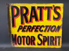 A Pratt's Perfection Motor Spirit double sided enamel sign with hanging flange, by Bruton of Palmers
