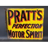 A Pratt's Perfection Motor Spirit double sided enamel sign with hanging flange, by Bruton of Palmers