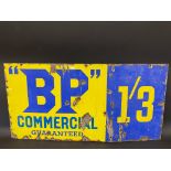 A BP Commercial Guaranteed rectangular enamel sign, 36 x 18".