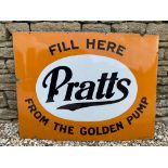 A Pratts 'Fill Here From The Golden Pump' rectangular enamel sign by Patent Enamel, excellent