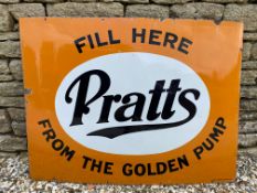 A Pratts 'Fill Here From The Golden Pump' rectangular enamel sign by Patent Enamel, excellent