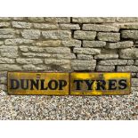 A Dunlop Tyres two piece enamel sign, 60 x 12".