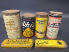 A small selection of rare brand puncture repair outfit tins including a Moseley Motor and Motor