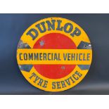 A Dunlop Commercial Vehicle Tyre Service circular double sided enamel sign, 24" diameter.