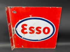 An Esso double sided enamel sign with hanging flange, 22 x 22".