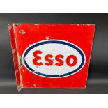 An Esso double sided enamel sign with hanging flange, 22 x 22".