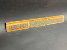 An unusual Exide Long Life Batteries shelf strip.