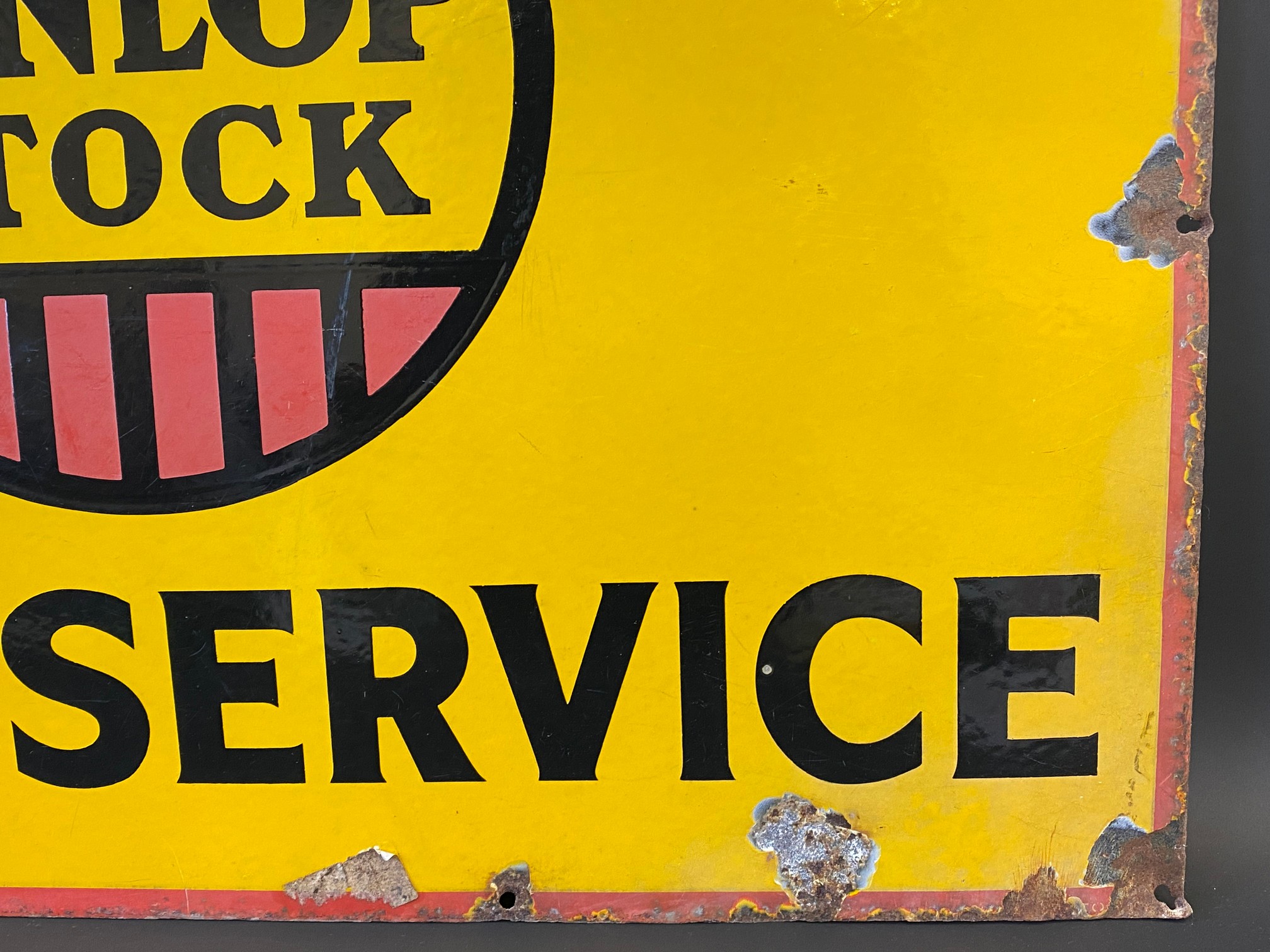 A Dunlop Stock Tyre Service rectangular enamel sign, 30 x 20". - Image 4 of 5