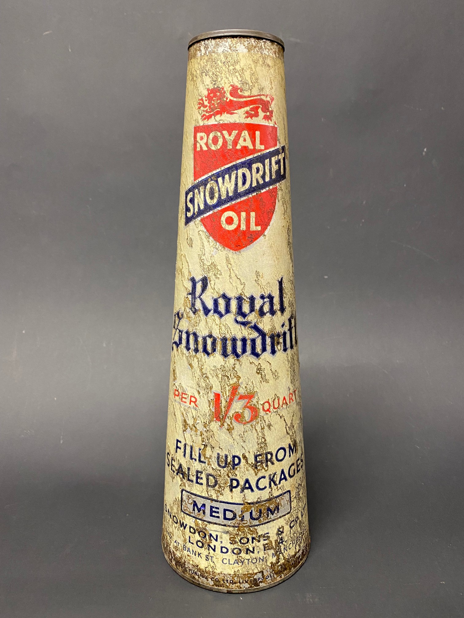 A Royal Snowdrift oil conical foil/cardboard oil can. - Image 2 of 4