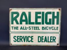 A Raleigh The All-Steel Bicycle Service Dealer rectangular enamel sign, 24 x 18".