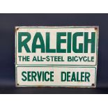 A Raleigh The All-Steel Bicycle Service Dealer rectangular enamel sign, 24 x 18".