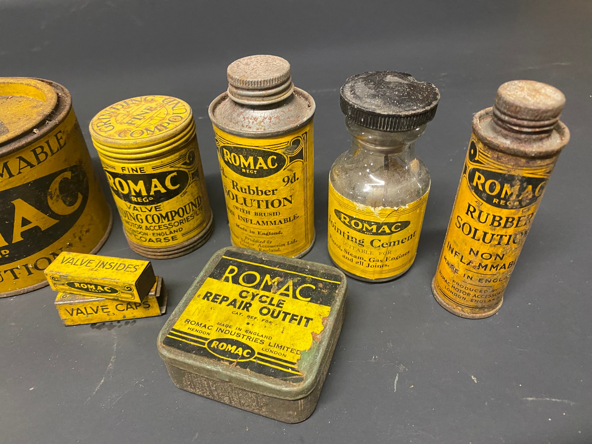 A selection of Romac tins including a Cycle Repair Outfit, jointing cement etc. - Image 2 of 3