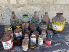 A quantity of early paint and varnish tins.