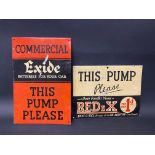 A Redex 'This Pump Please' rectangular tin advertising sign 13 x 10", plus a second for Commercial