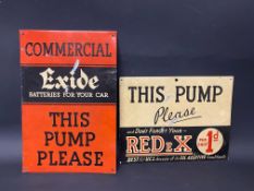 A Redex 'This Pump Please' rectangular tin advertising sign 13 x 10", plus a second for Commercial