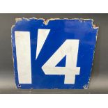 A small enamel price sign for 1'4, 9 x 9".