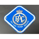 An RAC Get You Home Service lozenge shaped enamel sign, 11 x 11".