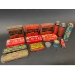 A small collection of Halford and Halfords repair outfit tins, chalk tins etc.