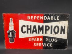 A Champion Dependable Spark Plug Service rectangular tin advertising sign, 23 x 13".