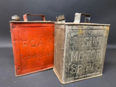 A Regent Motor Spirit two gallon petrol can by Henry Grant, plus a Foam Compound two gallon can by