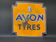 An Avon Tyres Art Deco style enamel sign, 24 x 24".