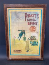 A framed and glazed advertisement for Pratt's Perfection Spirit, believed to be an older