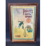 A framed and glazed advertisement for Pratt's Perfection Spirit, believed to be an older