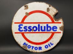 An Essolube Motor Oil circular double sided enamel sign, 26" diameter.