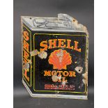 A Shell Motor Oil can-shaped double sided enamel sign, earlier dark grey version, 16 x 20".