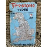 A Firestone Tyes Geographia map of England and Wales enamel sign, 29 x 48".
