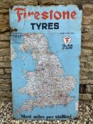 A Firestone Tyes Geographia map of England and Wales enamel sign, 29 x 48".