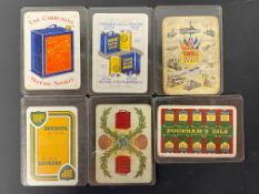 Six rare individual playing cards including Carburine, Shell etc.