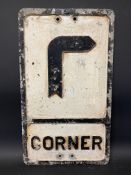 A reproduction aluminium road sign for Corner, by Branco, 12 x 21".