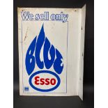 An Esso Blue rectangular double sided advertising sign with hanging flange, 14 x 20".