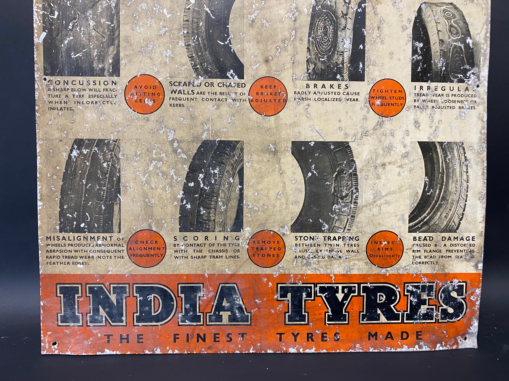 An India Tyres pictorial tin advertising sign, 17 x 22 1/2". - Image 2 of 4
