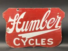 A Humber Cycles enamel sign by Wildman & Meguyer, 24 x 18".