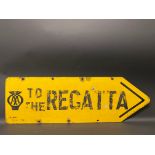 An AA double sided directional double sided enamel sign by Franco, with the letters 'Regatta'