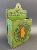 A tin wall mounted leaflet dispenser for Rudge Whitworth, Cycle Makers to H.M. King George.
