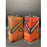 Two Price's Motorine rectangular gallon cans.