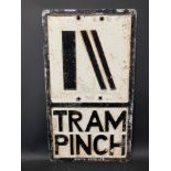 A reproduction cast aluminium road sign for Tram Pince, made by Branco, 12 x 21".