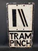 A reproduction cast aluminium road sign for Tram Pince, made by Branco, 12 x 21".