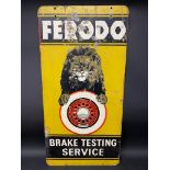 A Ferodo Brake Testing Service double sided tin advertising sign, 18 x 36".